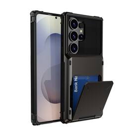 Dteck - for Samsung Galaxy S26 Ultra Dual Layer Protective Phone Case with Hidden 5-Card Holder Wallet Slot Flip Open Back Cover - Gray