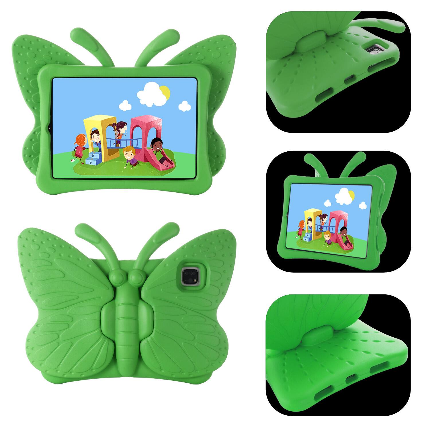 Back. Dteck - For iPad Air 11'' (M4)2026/(M3)2025/ (M2)2024 & iPad Pro 11'' (M5) 2025/(M4) 2024 Kid Butterfly Kickstand EVA Case - Green.