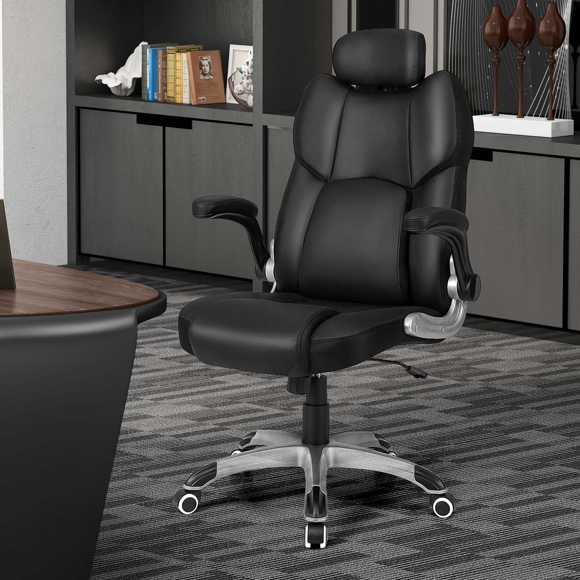 Alt View 13. Costway - Kneading Massage Height Adjustable Office Chair with Flip-Up Armrests - Black.