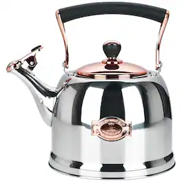 Dapper Styles - Tea Kettle Stainless Steel Teapot Teakettle For Stove Top With Heat Proof Handle 3.0 Quart - Gold-3 Quarts