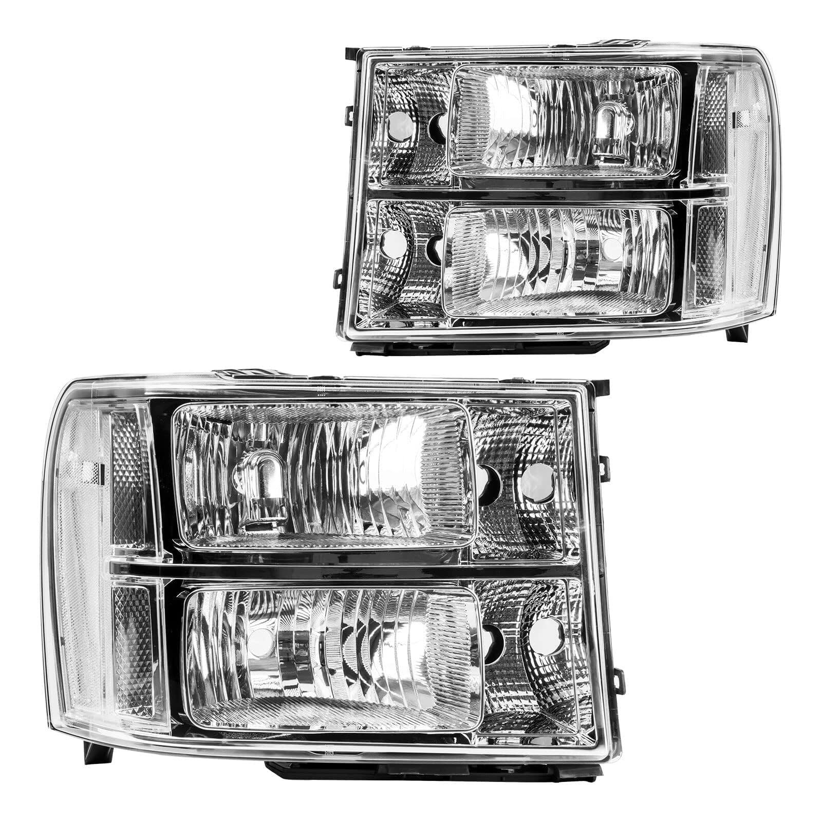 Front. COTTAGE - sierra headlight housing from replacement assembly reflector clear lens driver passenger side - Chrome-Clear.