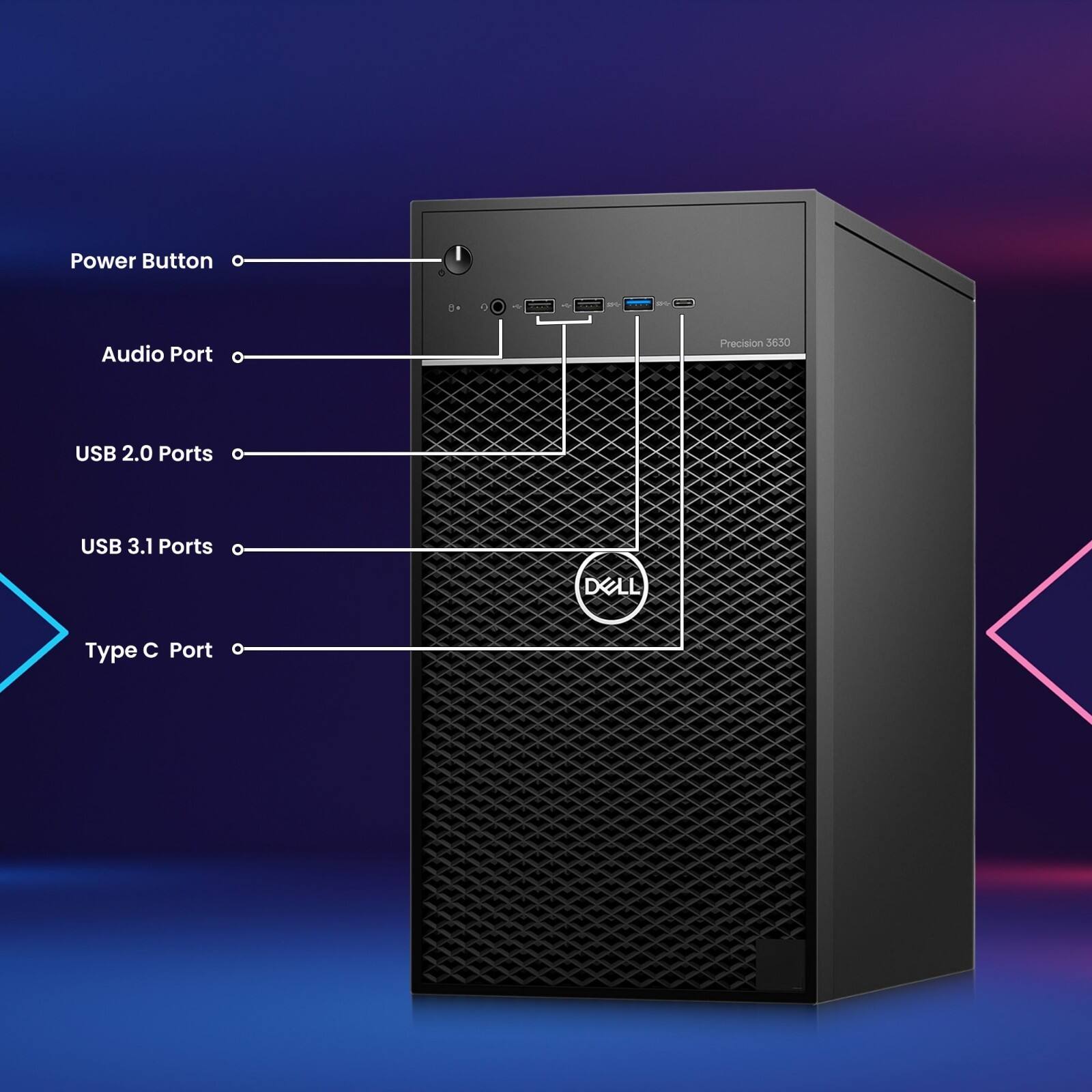 Power Button  
Audio Port  
USB 2.0 Ports  
USB 3.1 Ports  
Type C Port