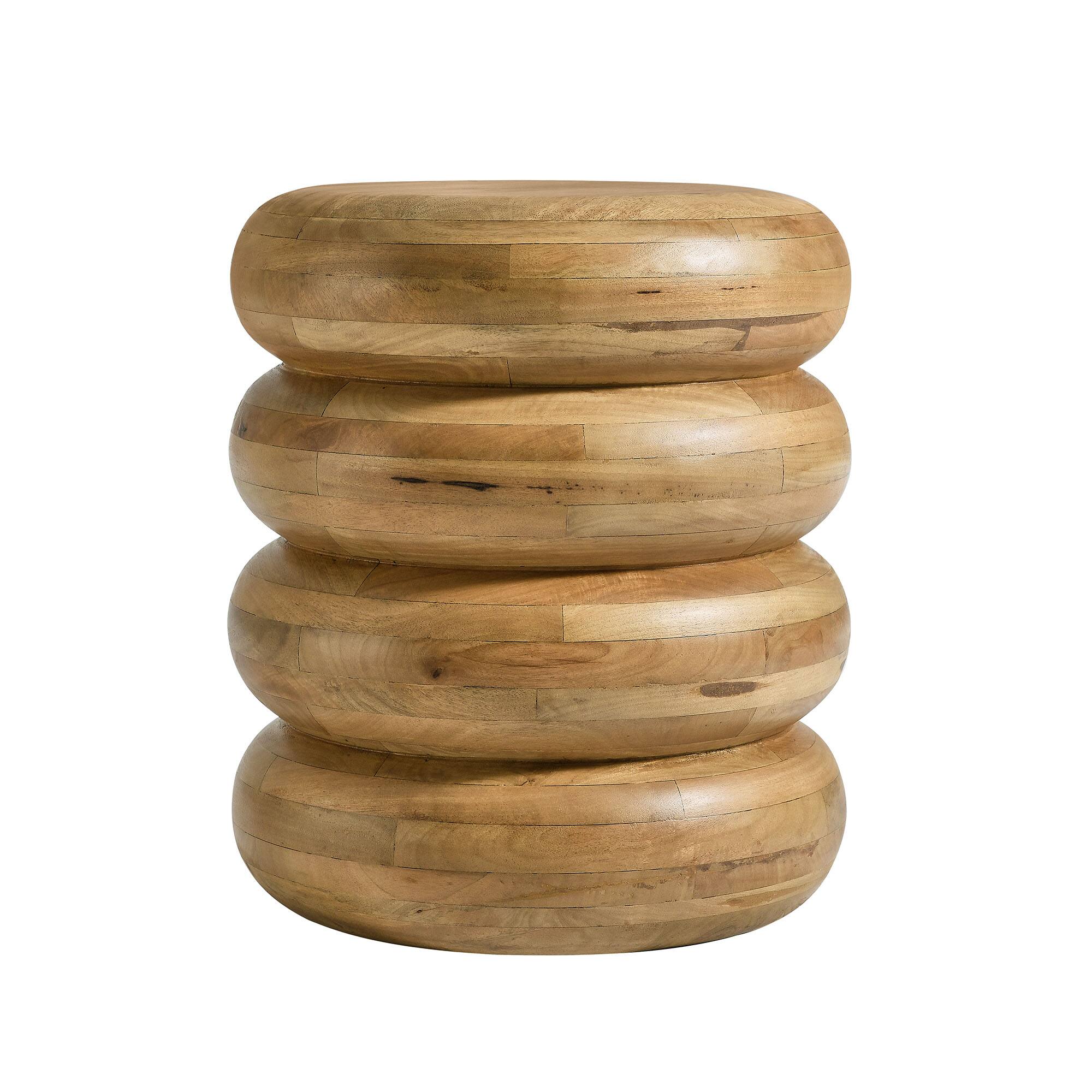 Angle. Modway - Ellery Round Stacked Wood Side Table by Modway - Natural.