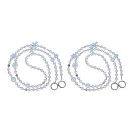 Unique Bargains - 2pcs Pearl Beaded Bow Butterfly Universal Phone Wrist Strap Cute Charm for Women Girls Smartphones - Blue