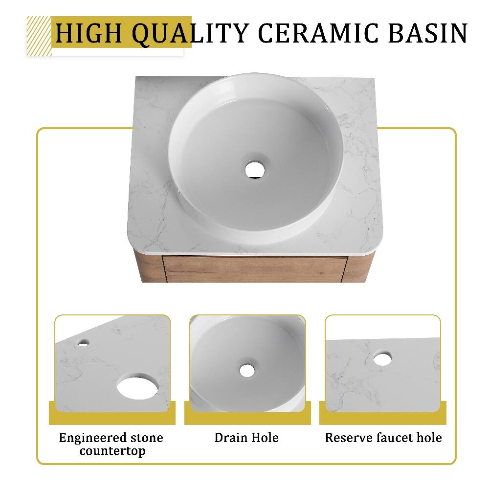 HIGH QUALITY CERAMIC BASIN

Engineered stone countertop
Drain Hole
Reserve faucet hole