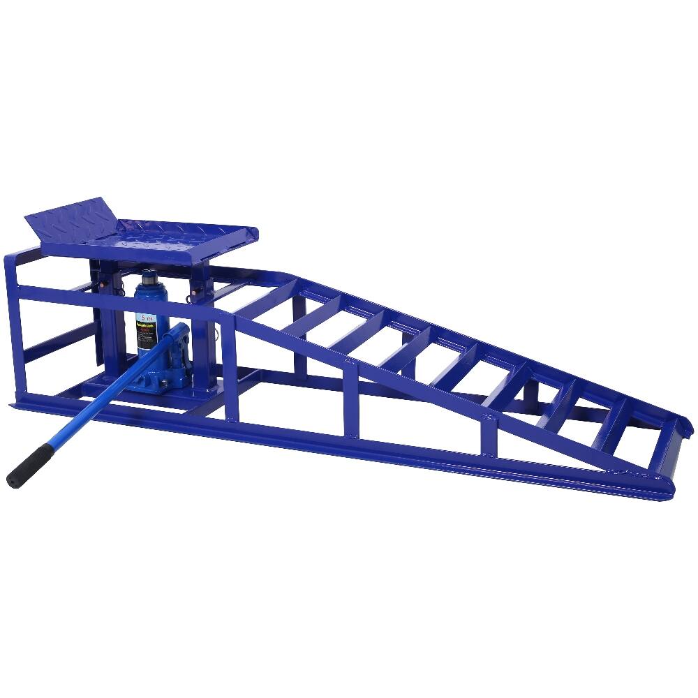 Angle. Ropilly - 5 Ton Hydraulic Car Ramps Heavy Duty Steel Truck Service Lifts 10000 Lbs Capacity Adjustable Garage Repair Frame 2 Pack.