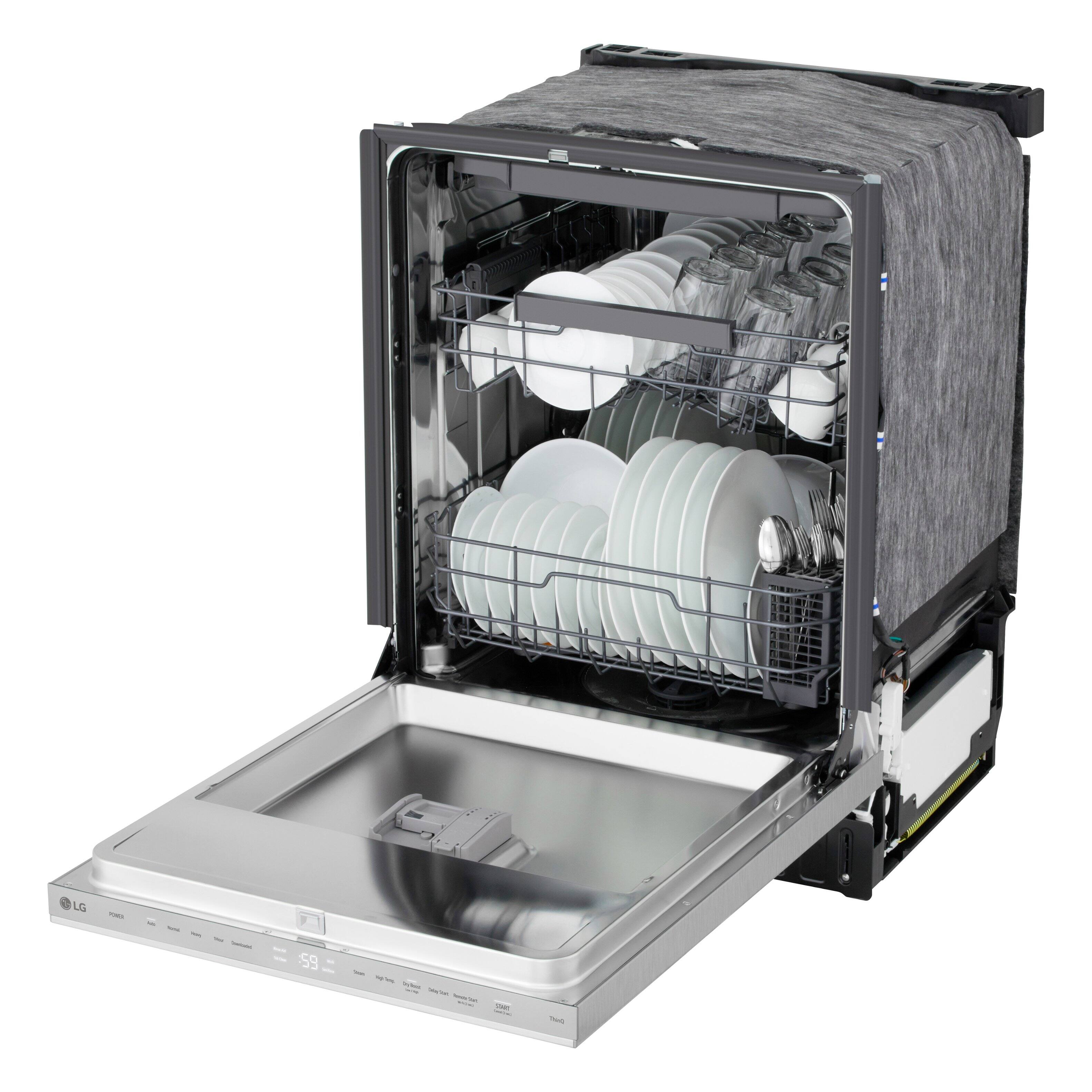 Alt View 14. LG - FlushFit 24" Top Control Smart Built-In Stainless Steel Tub Dishwasher with 3rd Rack, 1-Hour Wash & Dry Cycle and 46dBA - PrintProof Stainless Steel.