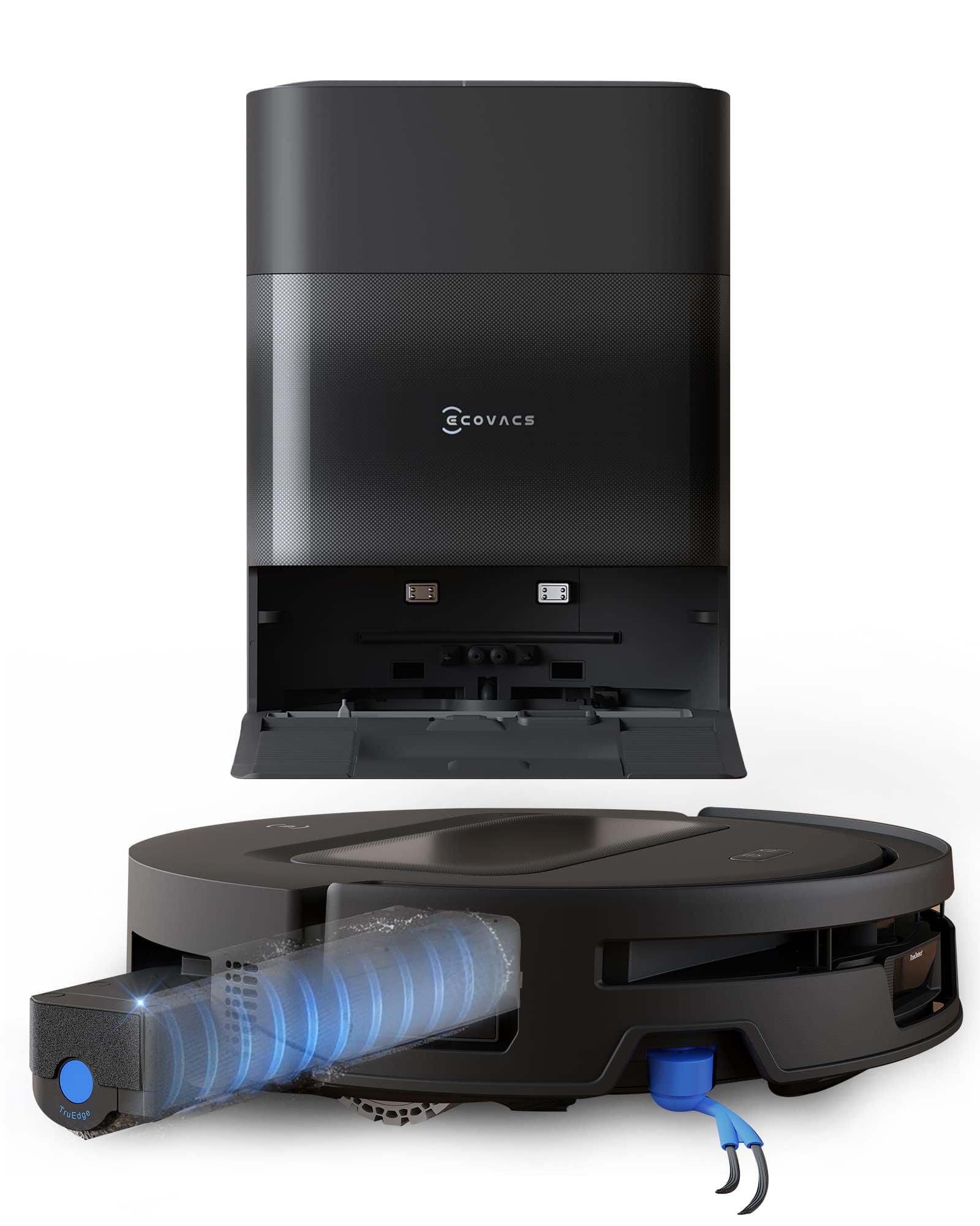 ECOVACS Robotics - DEEBOT T90 MAX OMNI Robot Vacuum & Mop, 30,000Pa, OZMO Roller 3.0, Auto-Empty, Auto Mop-Washing, 113°F Hot-Air Dry - Black