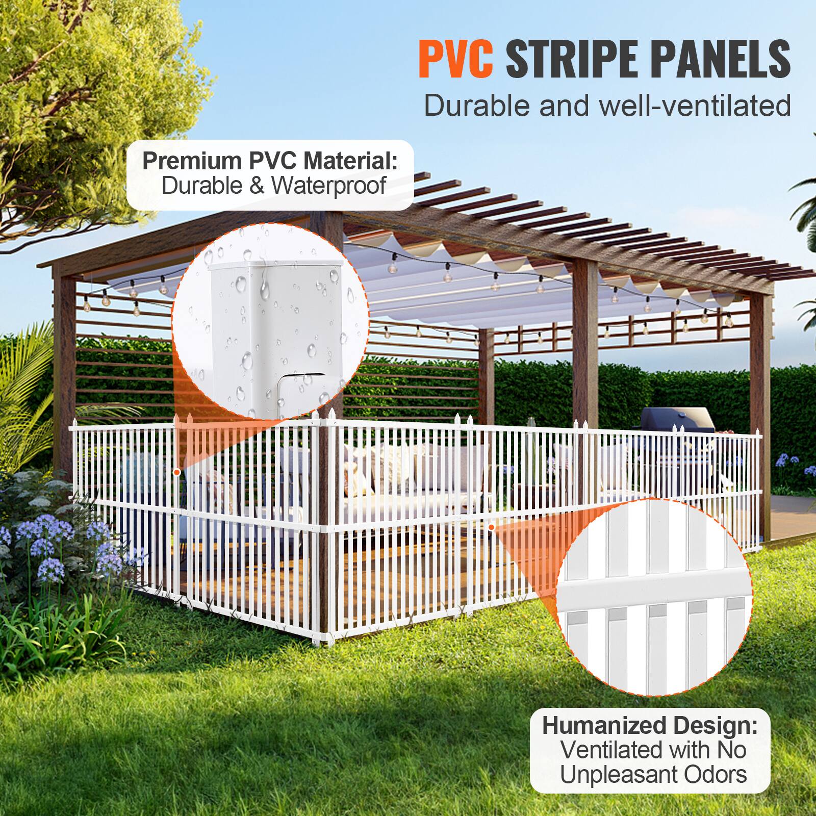 PVC STRIPE PANELS, Durable and well-ventilated, Premium PVC Material: Durable & Waterproof, Humanized Design: Ventilated with No Unpleasant Odors