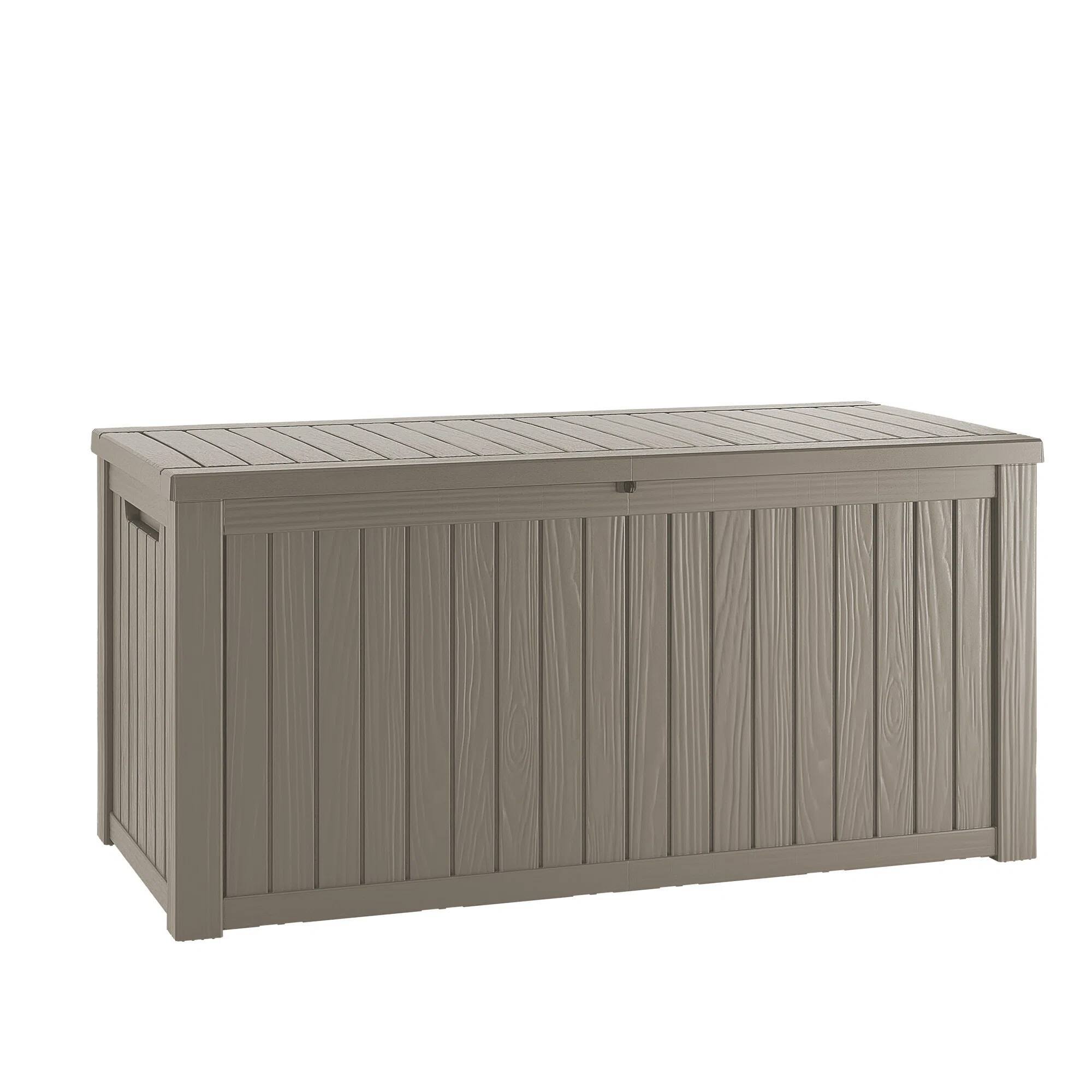 Angle. Chic Crate - Hurricane-Proof 120-Gal Deck Box - HDPE w/ Lock - Brown.
