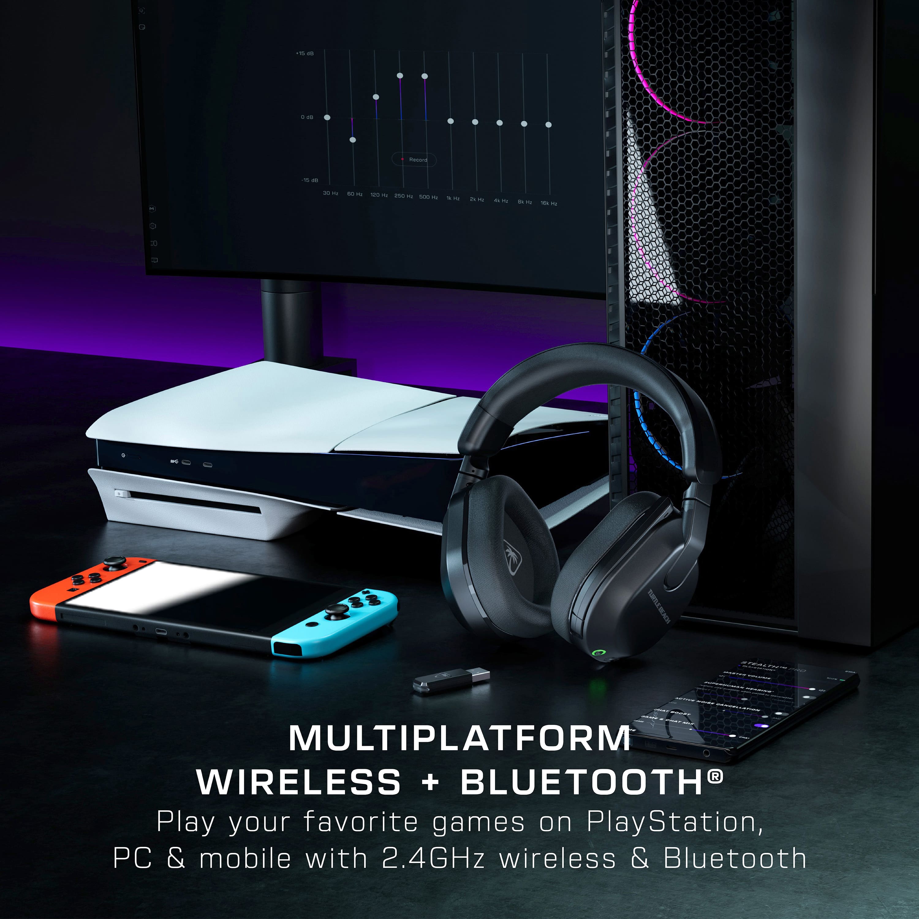 MULTIPLATFORM WIRELESS + BLUETOOTH: Play your favorite games on PlayStation, PC & mobile with 2.4GHz wireless & Bluetooth.