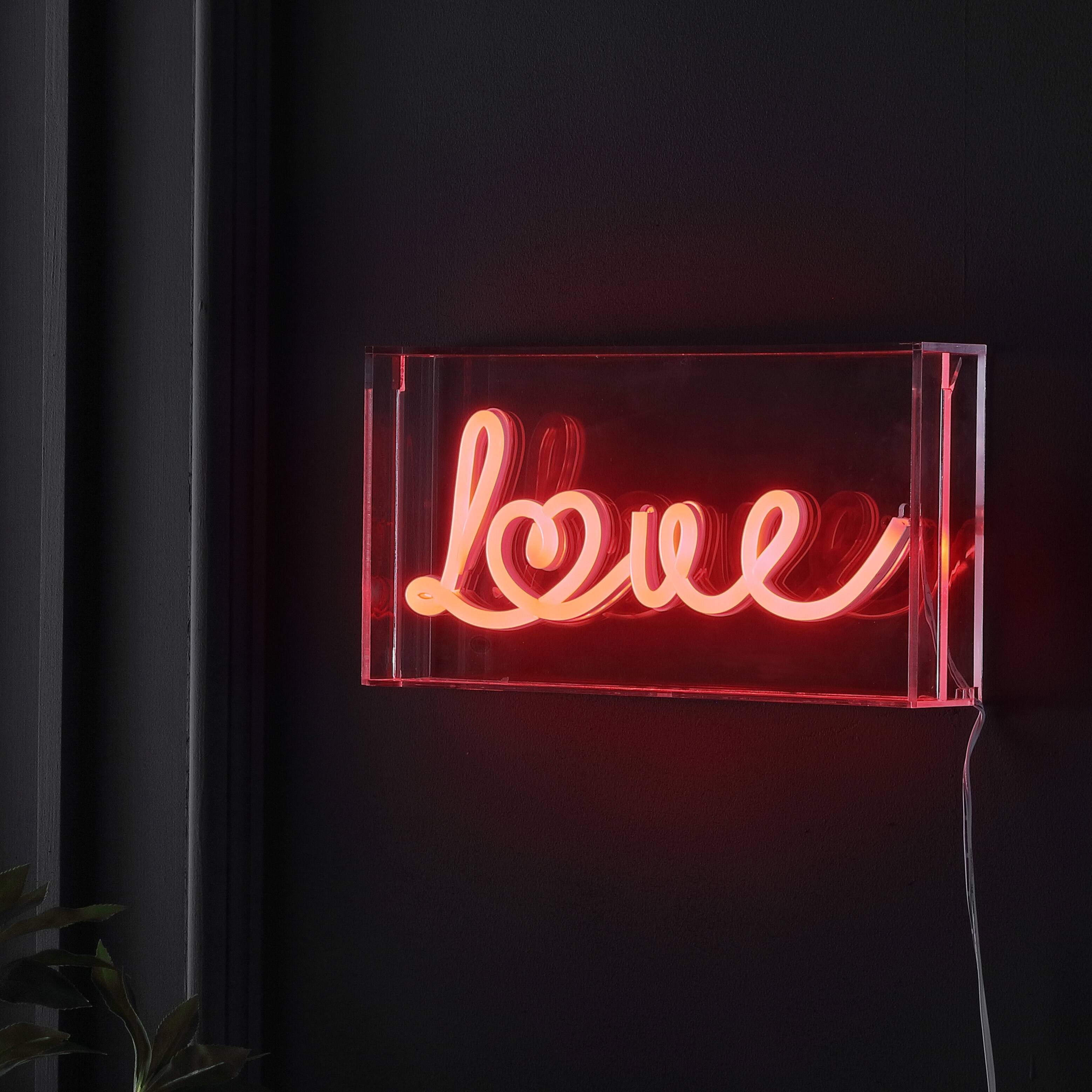 Alt View 5. Jonathan Y - Love 11.88" X 5.88" Contemporary Glam Acrylic Box USB Operated LED Neon Light, Red - Red.
