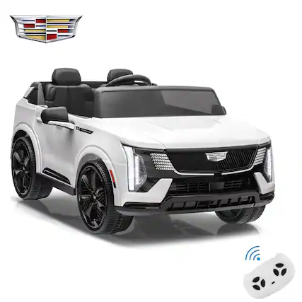 Front. Wisairt - 24V Ride on Car Licensed Cadillac Escalade IQ 2 Seater with Remote Control Electric Truck for Kids - White.