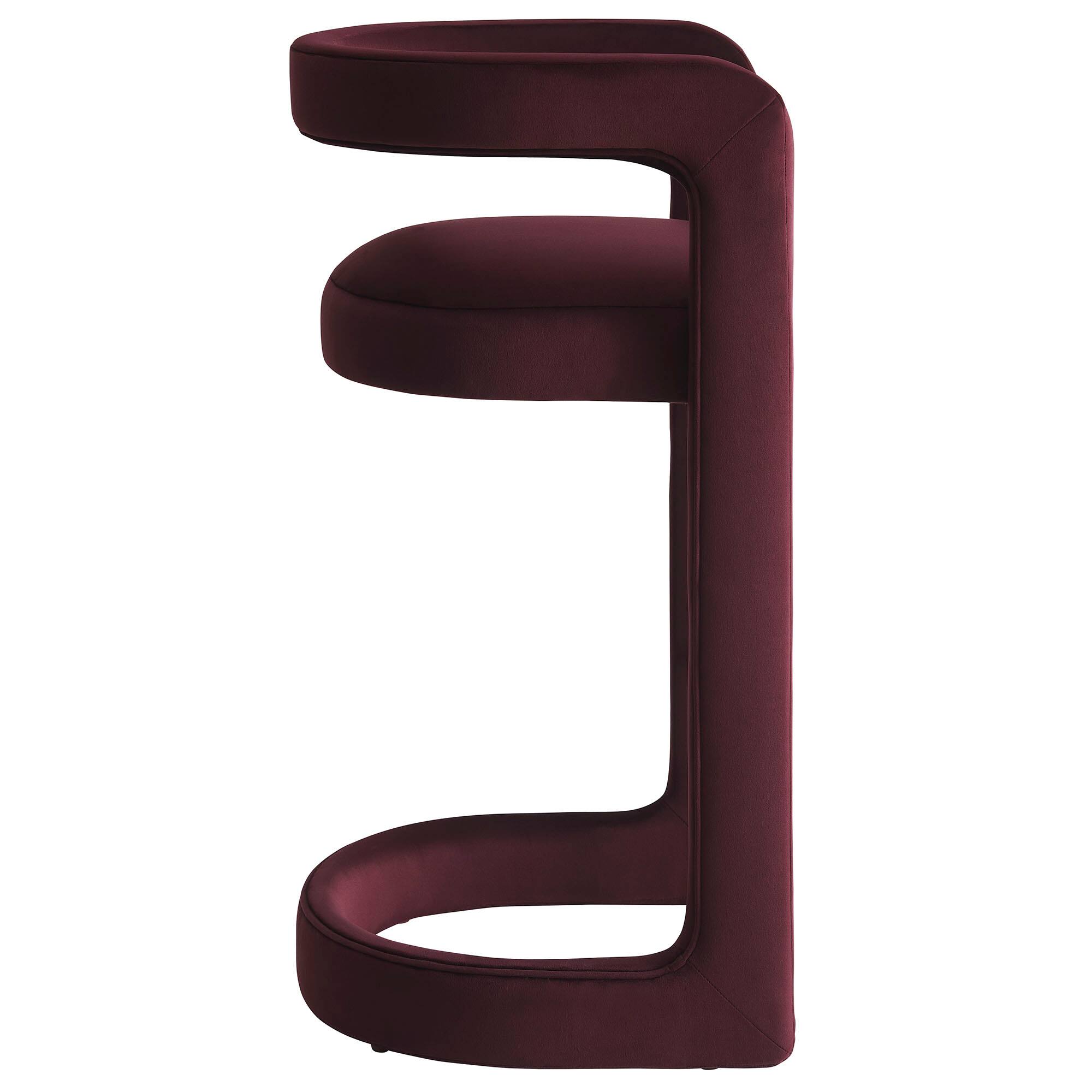 Back. Modway - Winslow Performance Velvet Bar Stool - Purple.