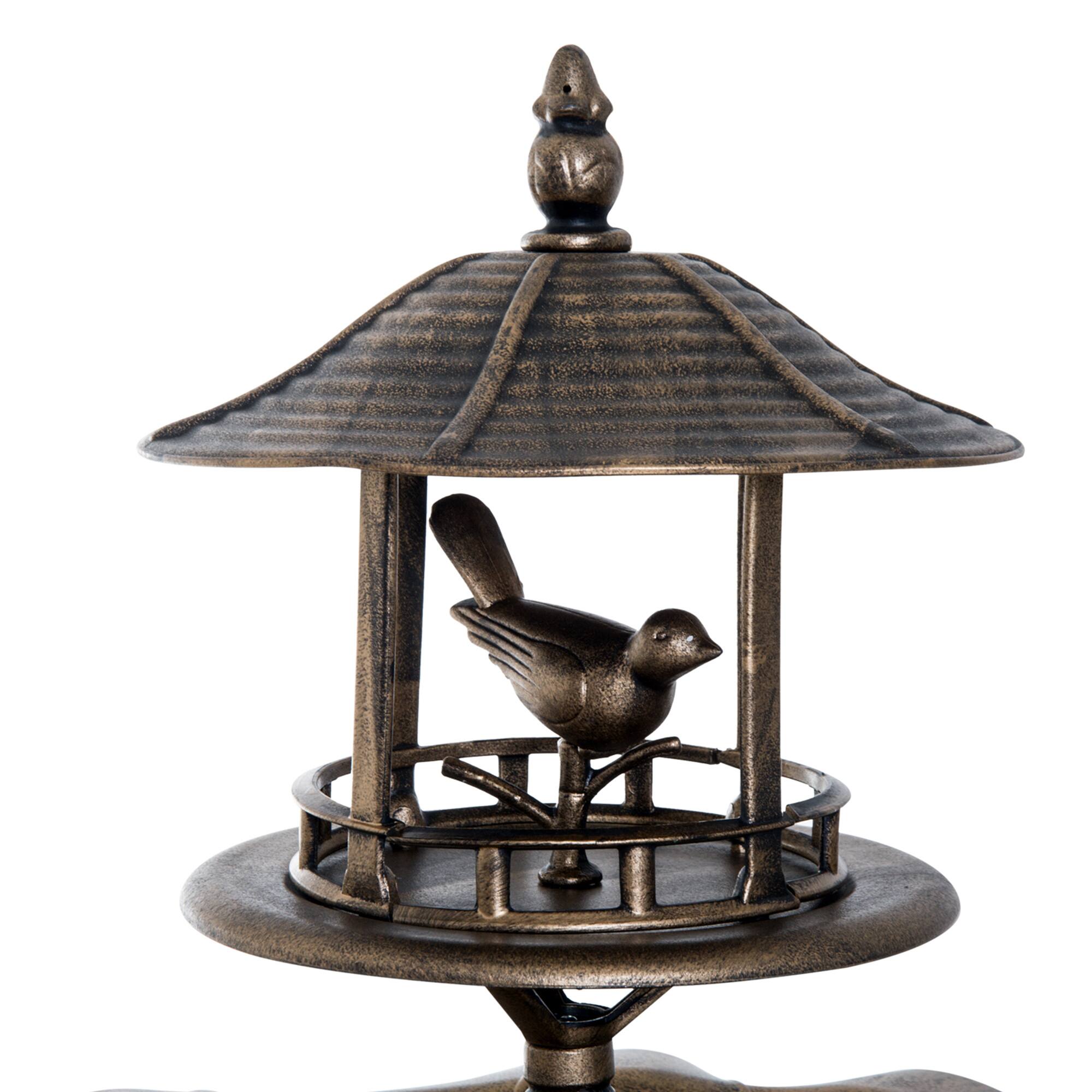 Alt View 7. Outsunny - in 1 Garden Bird Bath Bowl Pedestal with Bird Feeder, Large Water Basin - Antique Gold (Bronze).