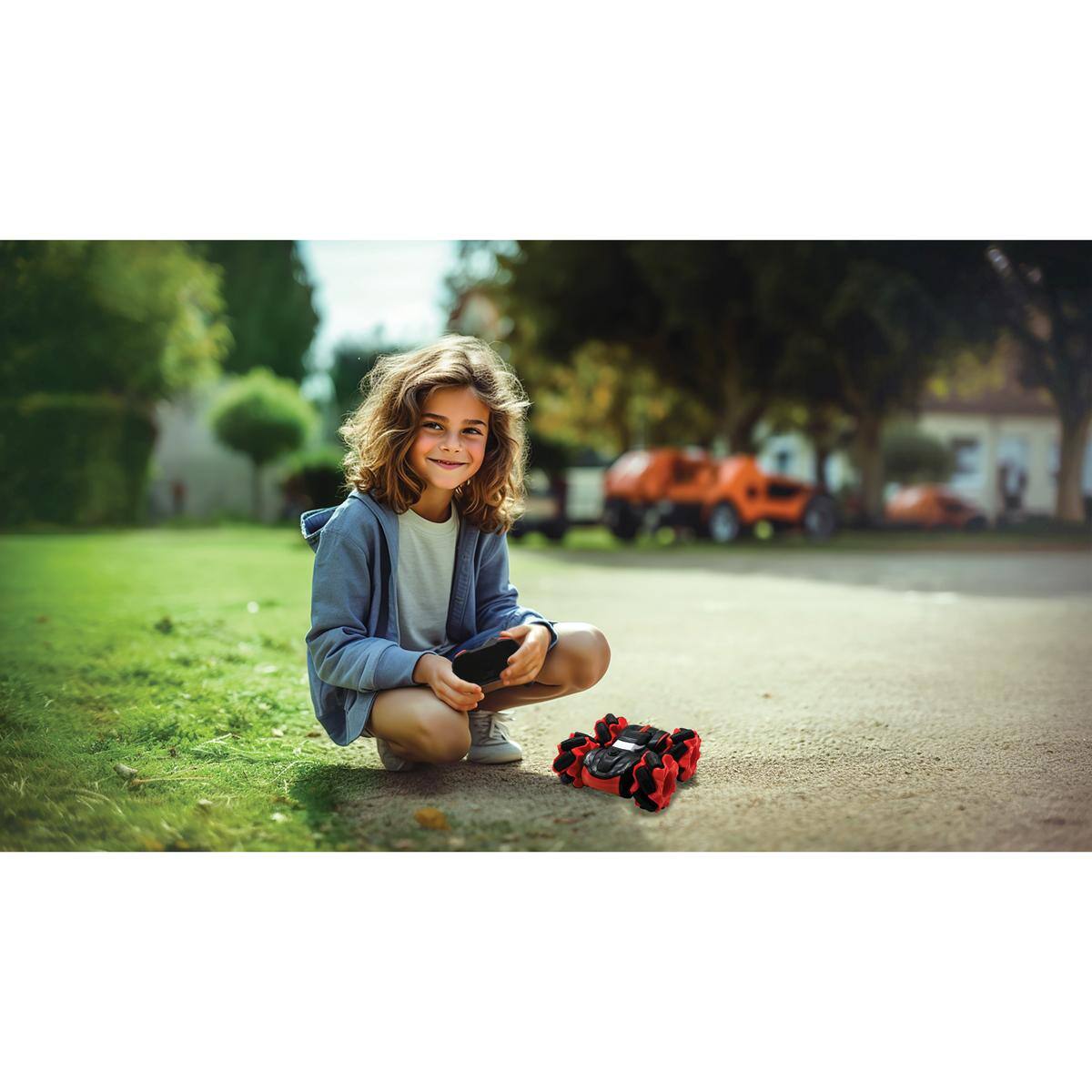 Alt View 5. Lexibook - CROSSLANDER® Slide Rechargeable Radio Controlled Double Side Stunt Car 360° rotation with light effects.