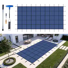 Ropilly - Rectangular Winter Pool Cover, Inground Pool Safety Cover 25x45, Blue Mesh