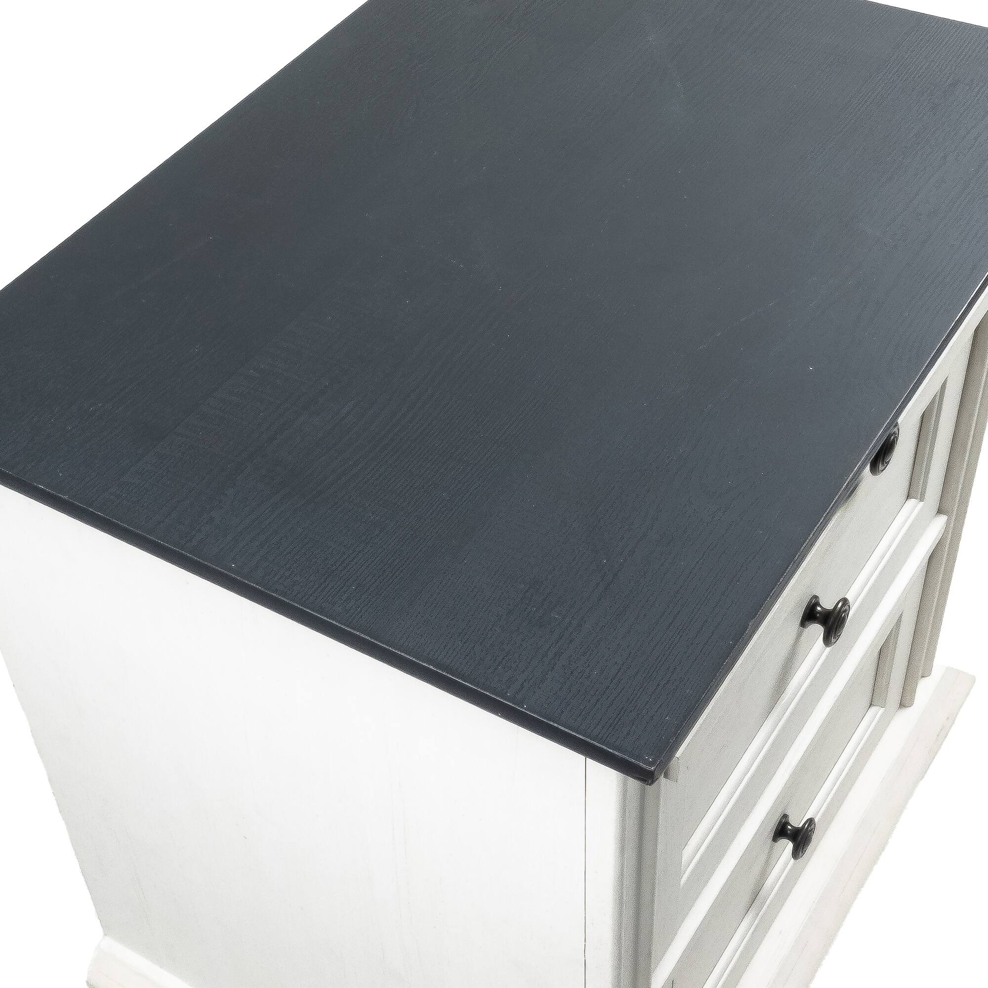 Alt View 4. Vaczon - Farmhouse White 3-Drawer Nightstand with Solid Wood Legs - White.