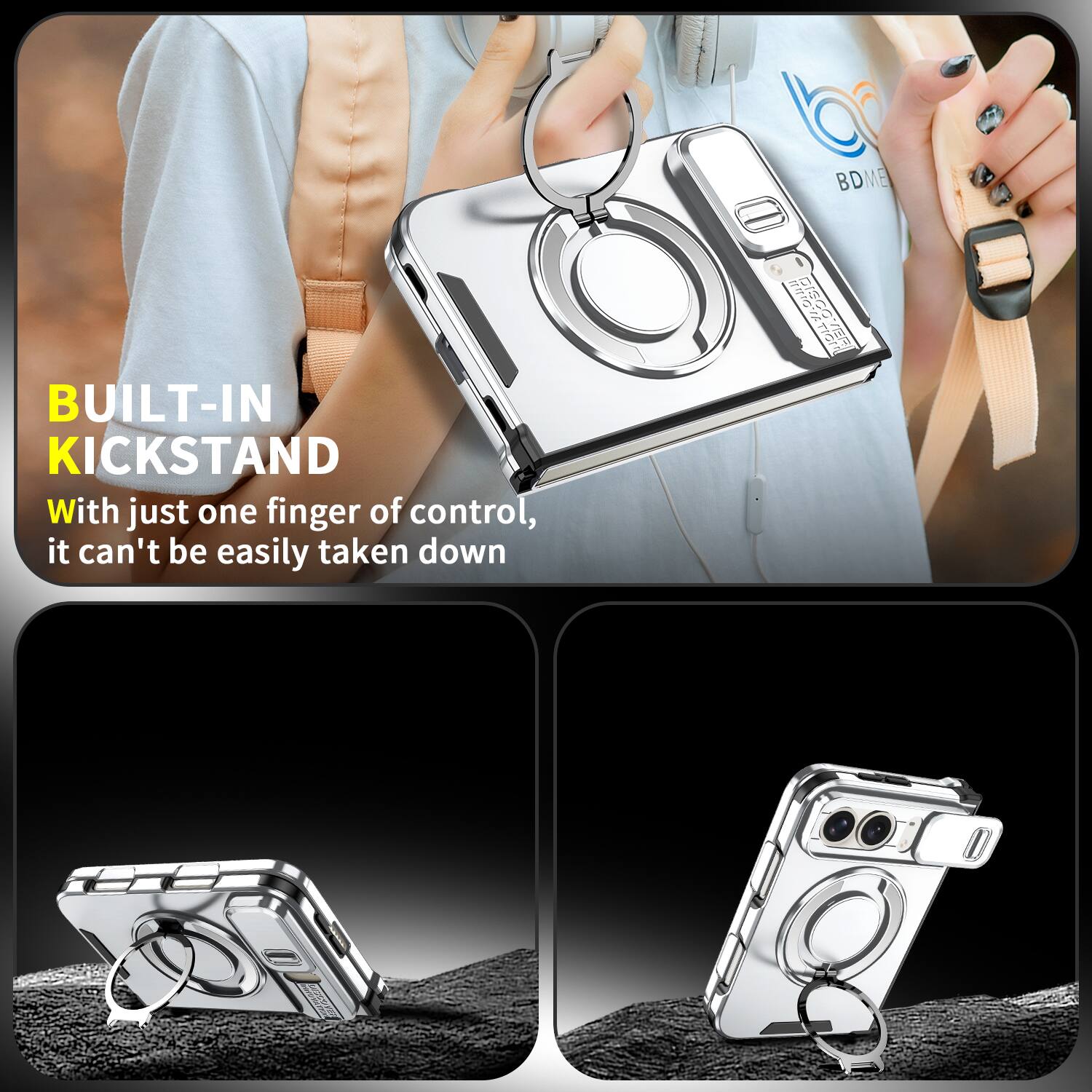 BUILT-IN KICKSTAND  
With just one finger of control, it can't be easily taken down  

BDME YASMII REVORIO 1 FLAV