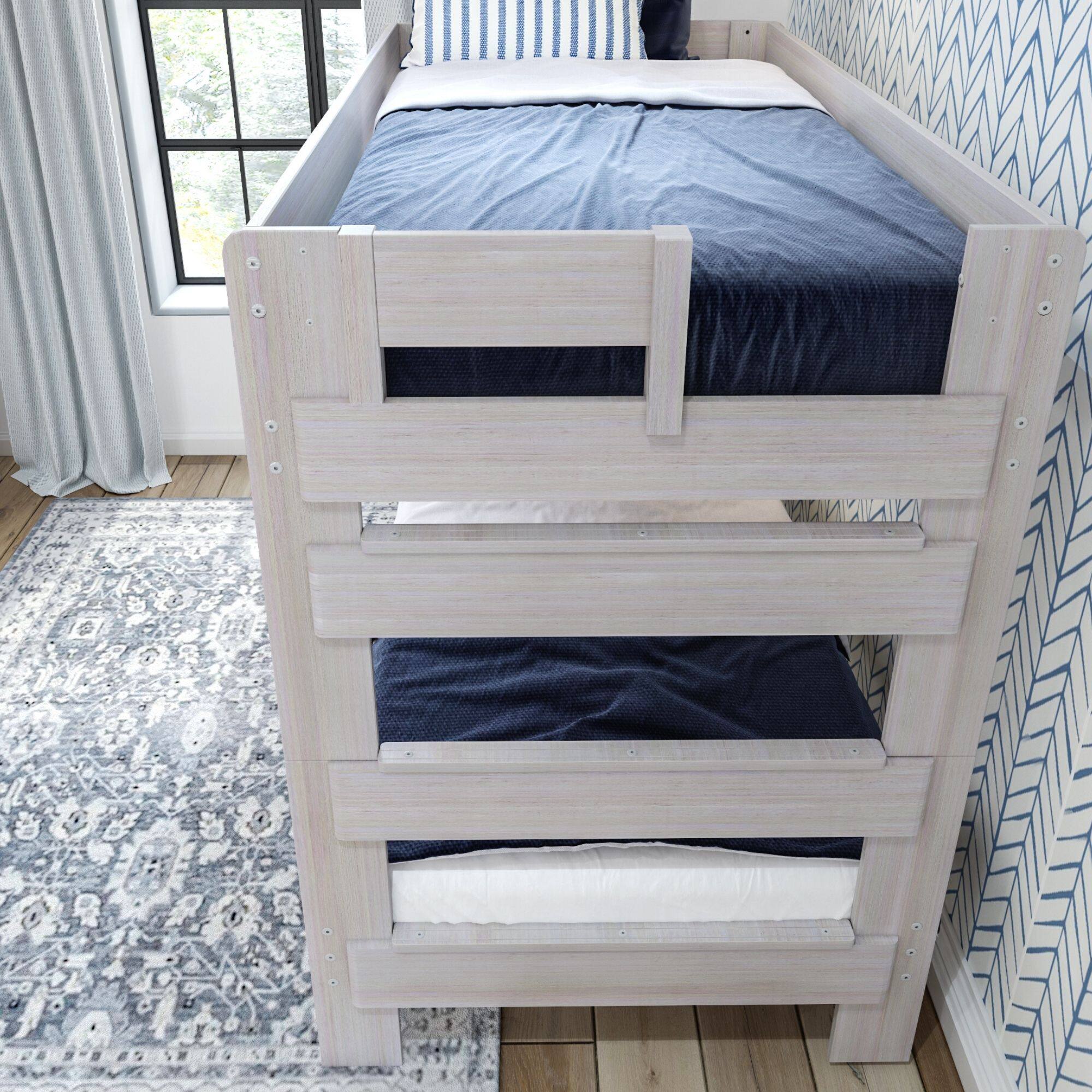 Alt View 2. Plank+Beam - Farmhouse Twin over Twin Bunk Bed, White Wash - White Wash.