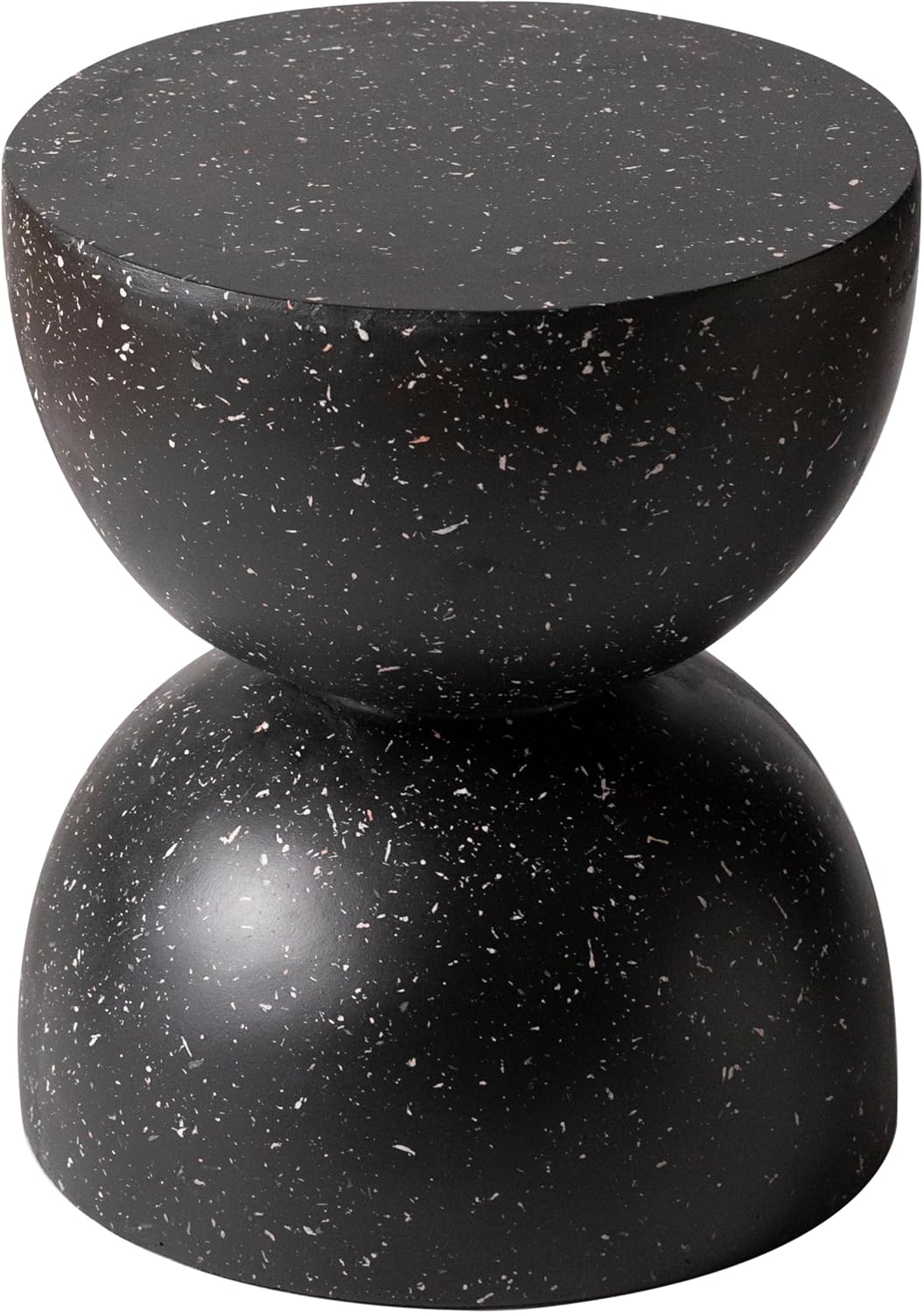 Alt View 2. LeisureMod - Sage Fiberstone Half Round Side Table, Weather Resistant Indoor/Outdoor Accent Table & Stool, Fully Assembled - Black.