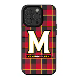 Keyscaper - NCAA - Maryland Terrapins Plaid Magnetic Bump iPhone Case - 14 - Black
