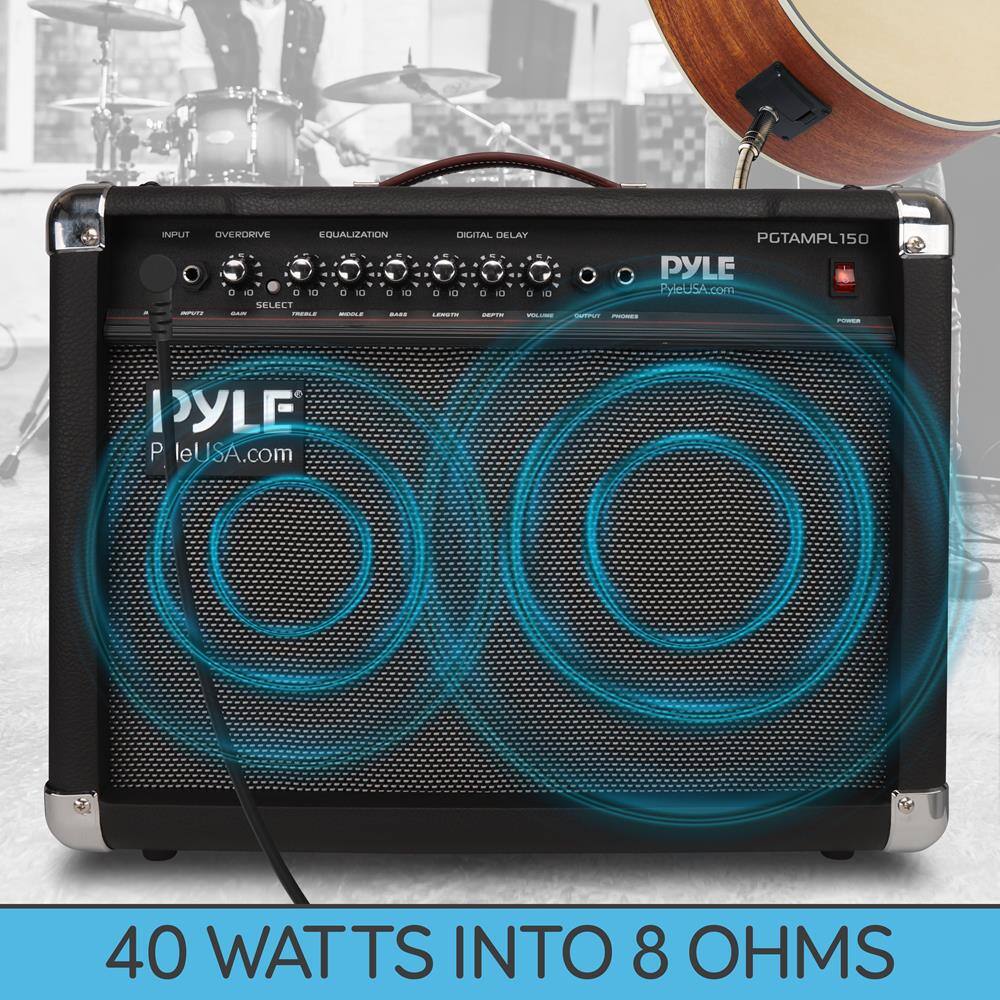 INPUT  
OVERDRIVE  
EQUALIZATION  
DIGITAL DELAY  

PYLE  
PyleUSA.com  

40 WATTS INTO 8 OHMS