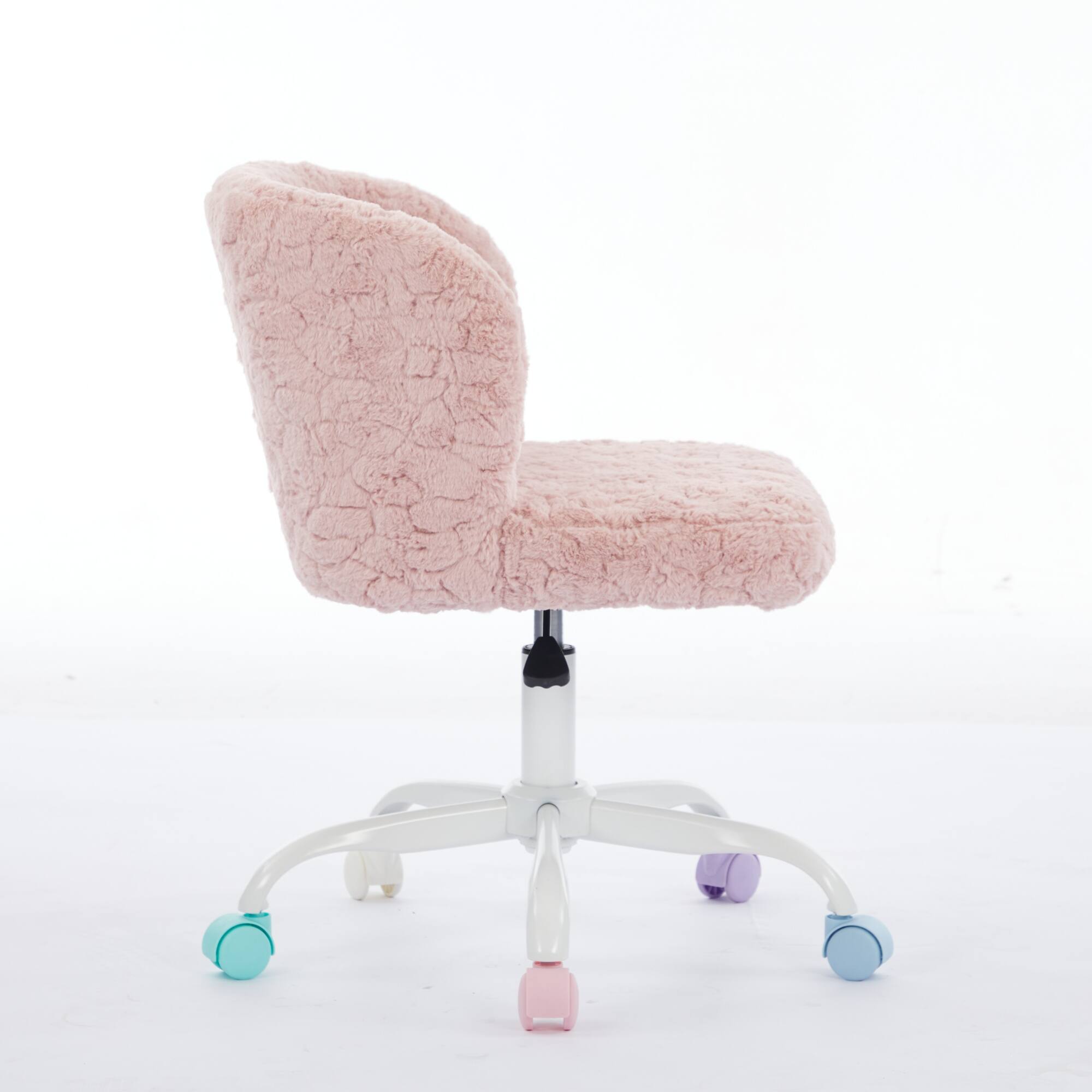Alt View 2. GOODSILO - Faux Fur Swivel Office Chair with Ergonomic Design and Adjustable Height for Home Office or Vanity Use - Pink.