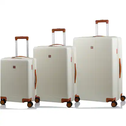 Front. Champs - Vintage Muse collection - 3-piece Hardside Luggage set - IvoryTan.