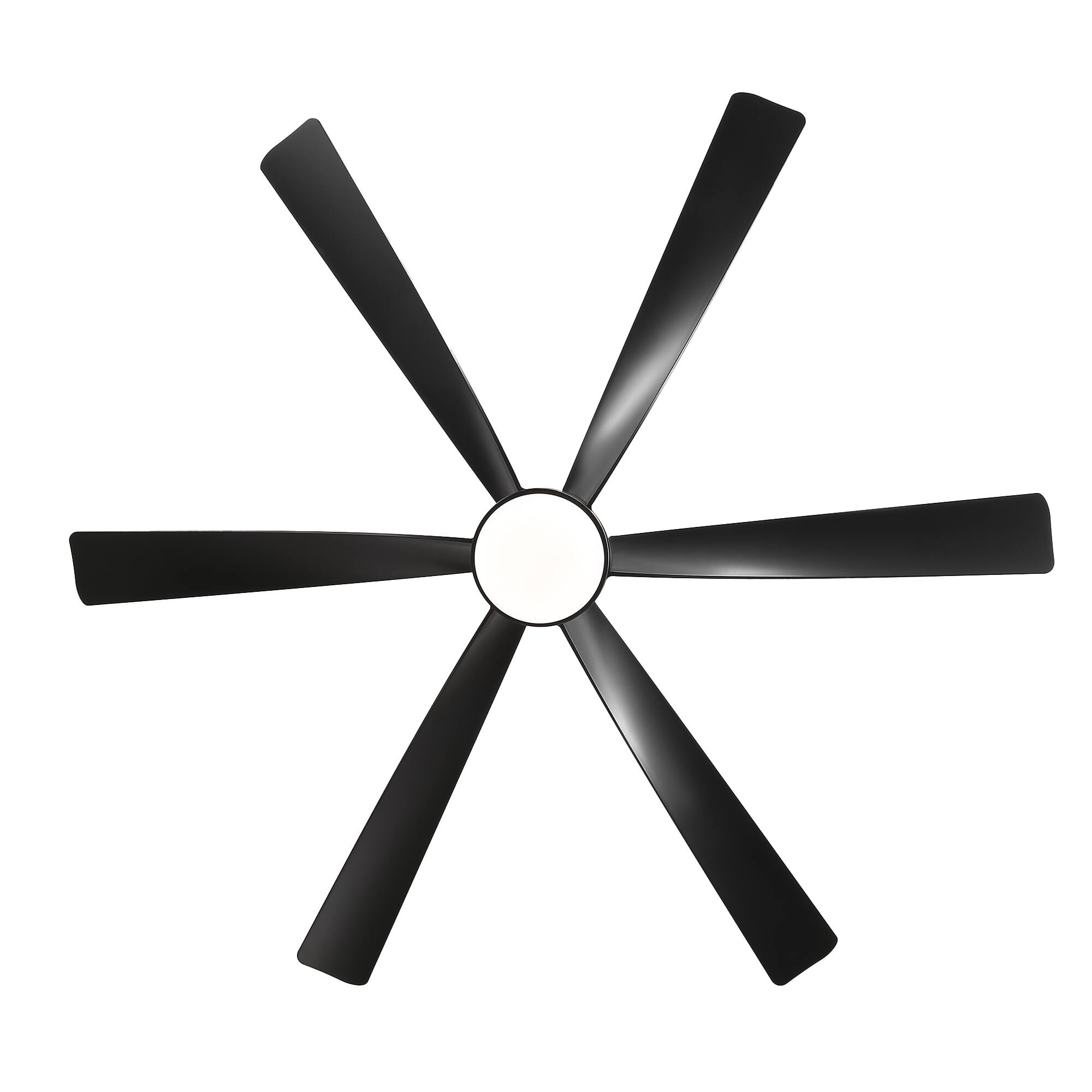 Alt View 9. Breezary - 65" Large Indoor Ceiling Fan with Remote Control, 6 ABS Blades, 6-Speed DC Motor, 7"/12" Downrods, Light/No Light Option - Matte Black (With Light).