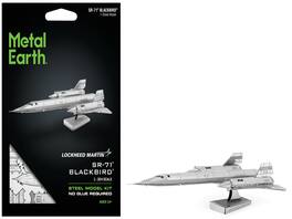 Model Kit Lockheed Martin SR-71 Blackbird Aircraft (Moderate Difficulty) Steel Model by Metal Earth - Silver