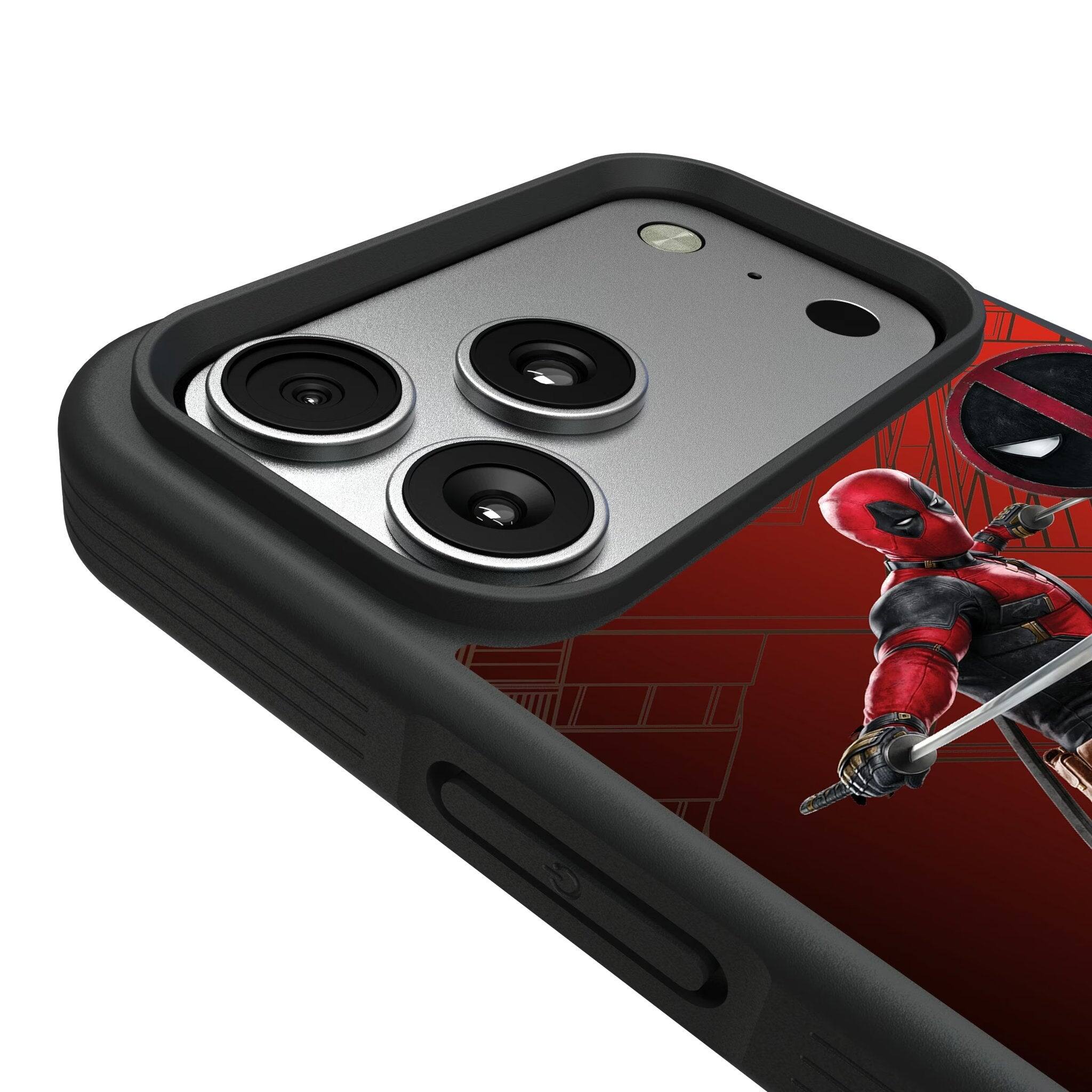 Left. Keyscaper - Marvel MechLine Bump Phone Case - Apple iPhone 17 - Deadpool.