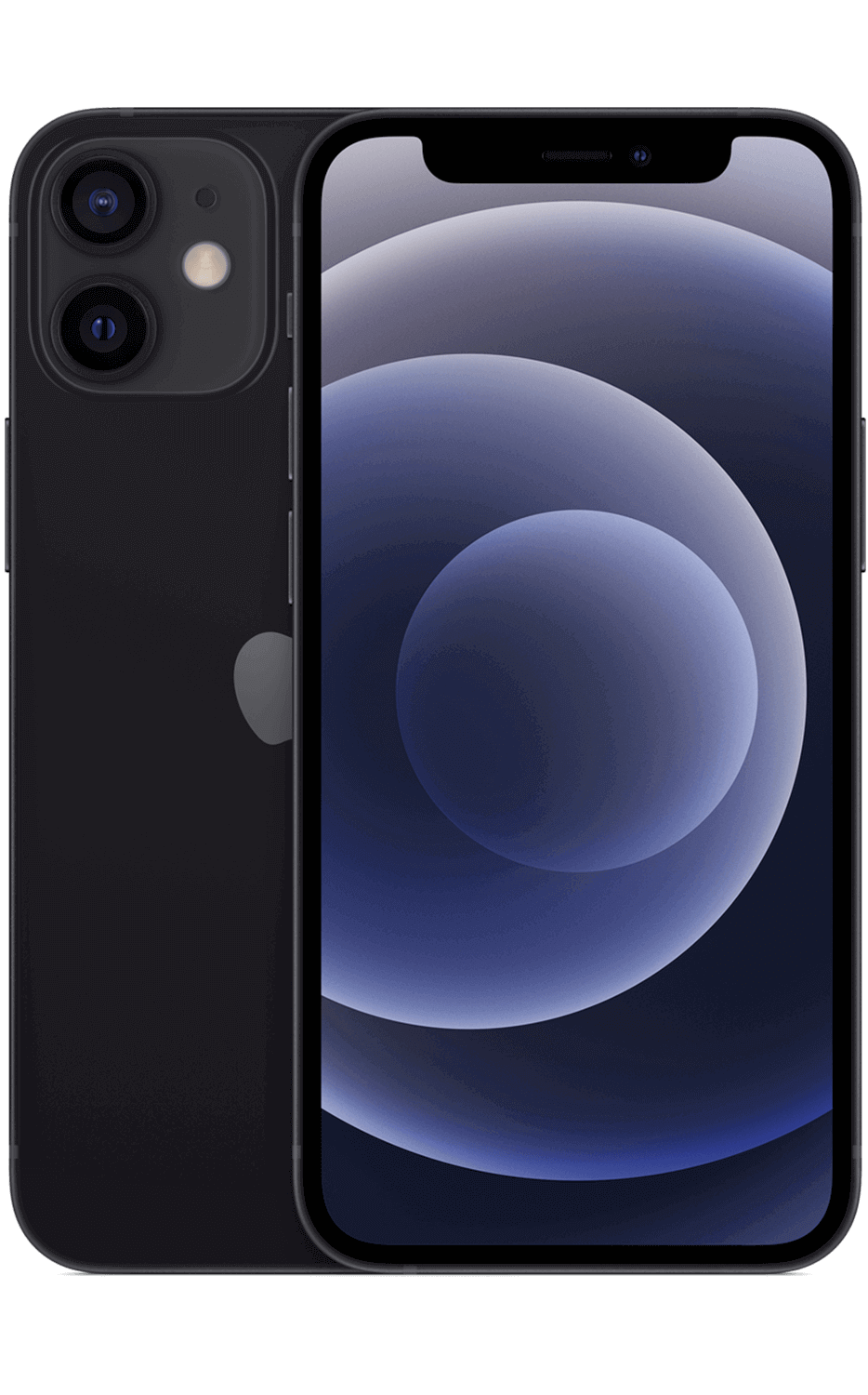 Front. Apple - iPhone 12 Mini A2176 (Fully Unlocked) 128GB - Black.