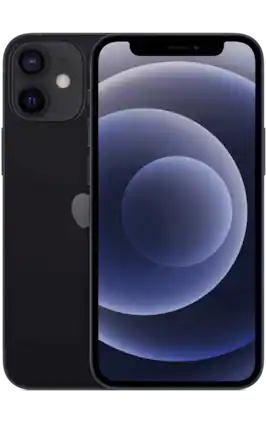 Front. Apple - iPhone 12 Mini A2176 (Fully Unlocked) 256GB - Black.
