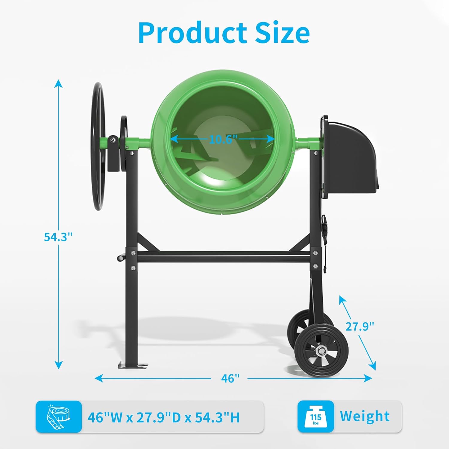 Product Size

46"W x 27.9"D x 54.3"H

Weight: 115 lbs