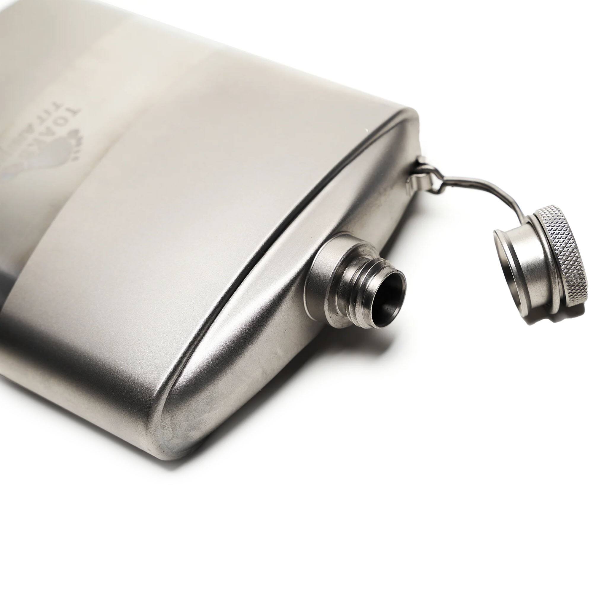 Alt View 3. TOAKS - TOAKS Titanium Flat Flask Set (1 Flask, 2 Shot Glasses, 1 Funnel) - Titanium / Silver.