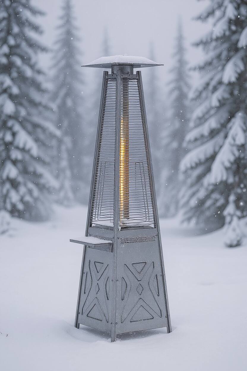Front. GARVEE - 48,000 BTU Patio Heaters, 2 Wheels & 4 Ground Spikes.