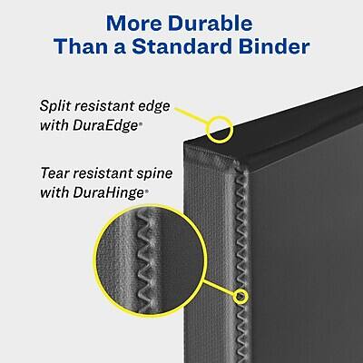 More Durable Than a Standard Binder

- Split resistant edge with DuraEdge®
- Tear resistant spine with DuraHinge®