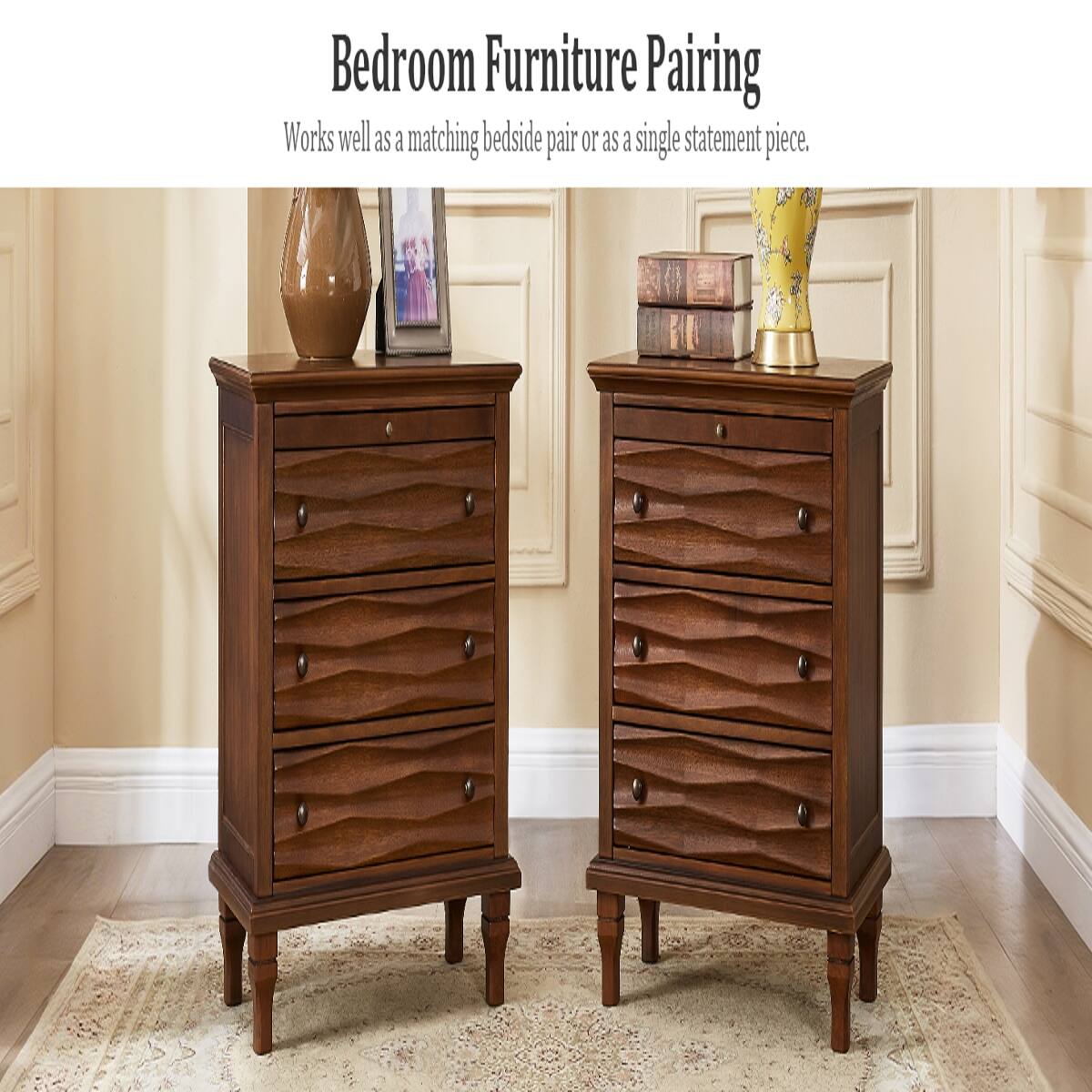 Bedroom Furniture Pairing  
Works well as a matching bedside pair or as a single statement piece.