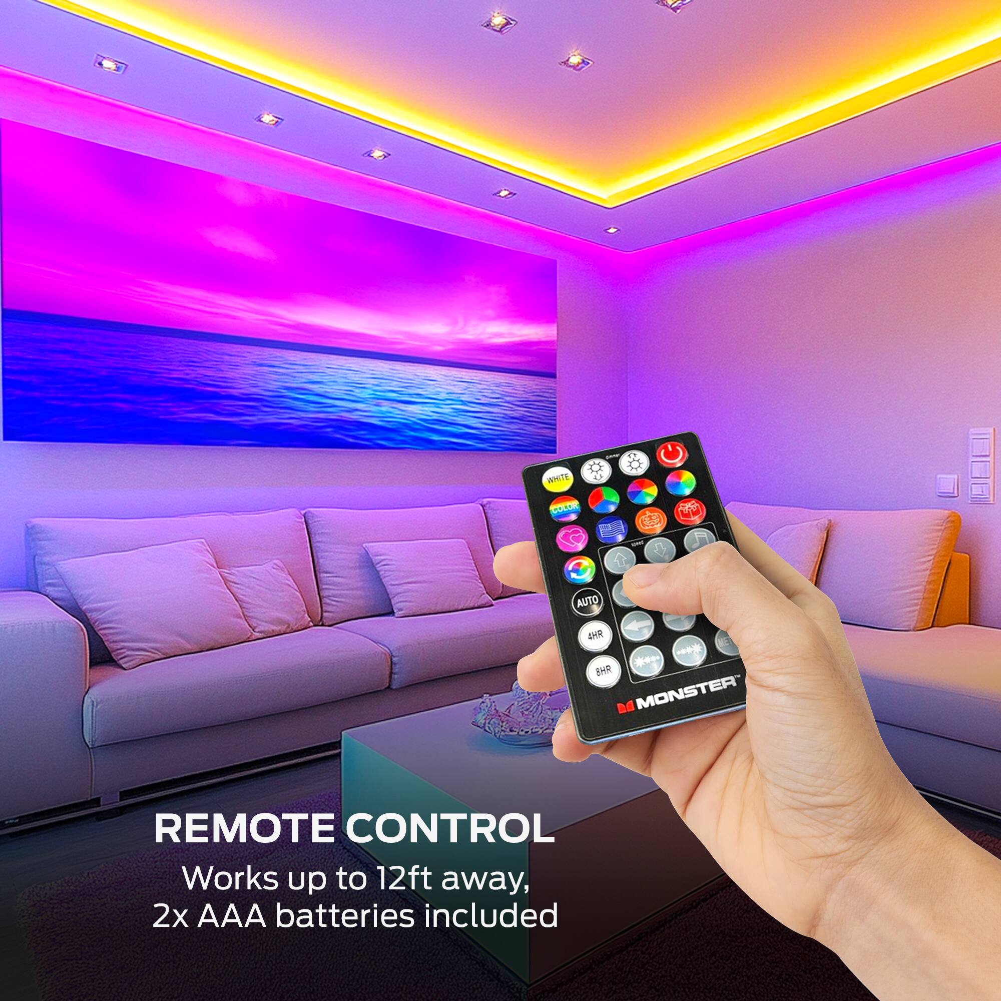 WHITE LA 1 .E 4 5 AUTO - * - BHR M MONSTER REMOTE CONTROL  
Works up to 12ft away, 2x AAA batteries included
