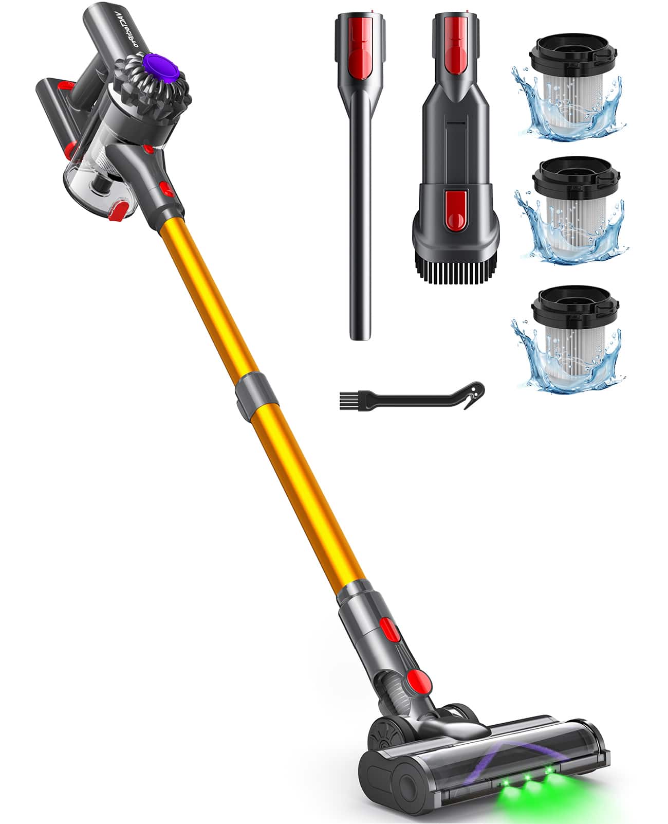 FAPO - Cordless Stick Vacuum Cleaner, Rechargeable Cordless Vacuum, for Home Pet Hair Car Carpet Hard wood Floor - Gold