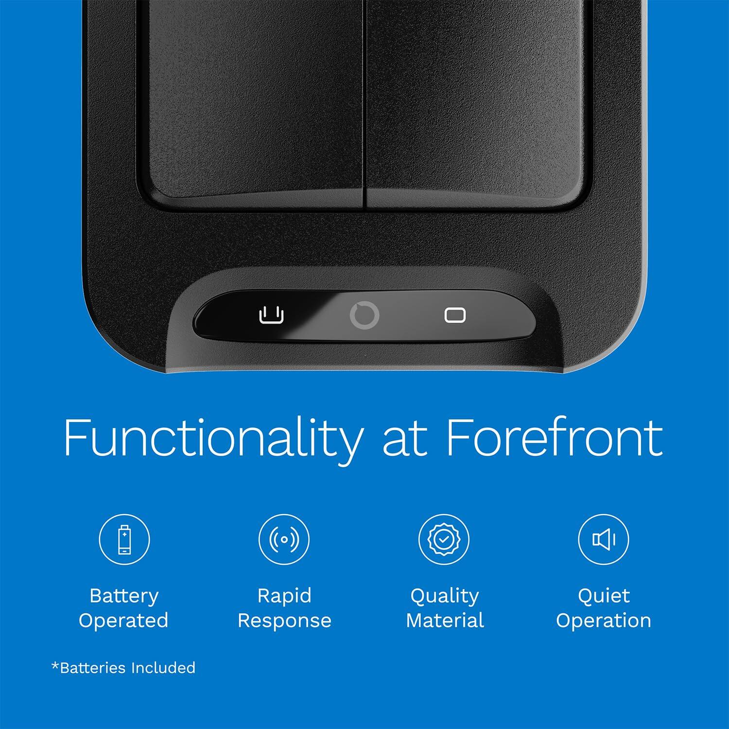 Functionality at Forefront

Battery Operated
Rapid Response
Quality Material
Quiet Operation

*Batteries Included