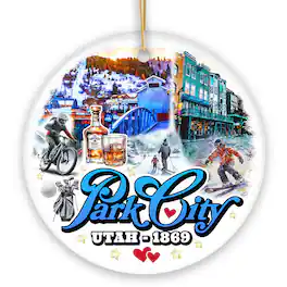 OrnamentallyYou - Culturally Artistic Park City Ceramic Ornament Utah Picturesque Mountain Town Souvenir Version 2 - Multi-colored