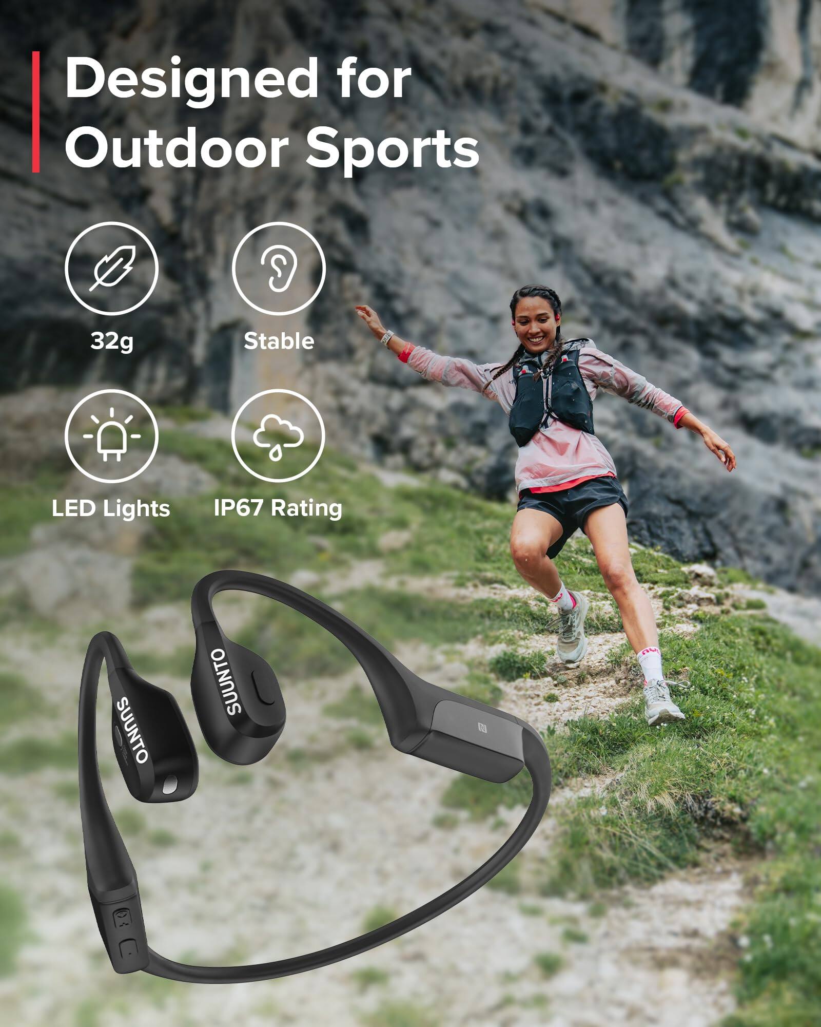 Designed for Outdoor Sports

- 32g
- Stable
- LED Lights
- IP67 Rating

SUUNTO SUUNTO B OL
