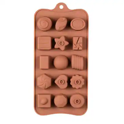 Front. Kitcheniva - Silicone Assorted Chocolate Mold with 15 Unique Shapes, (4.1 x 8.5 Inch).
