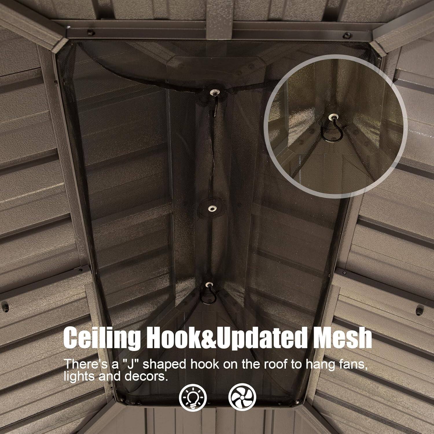 Ceiling Hook & Updated Mesh

There's a "J" shaped hook on the roof to hang fans, lights and decors.