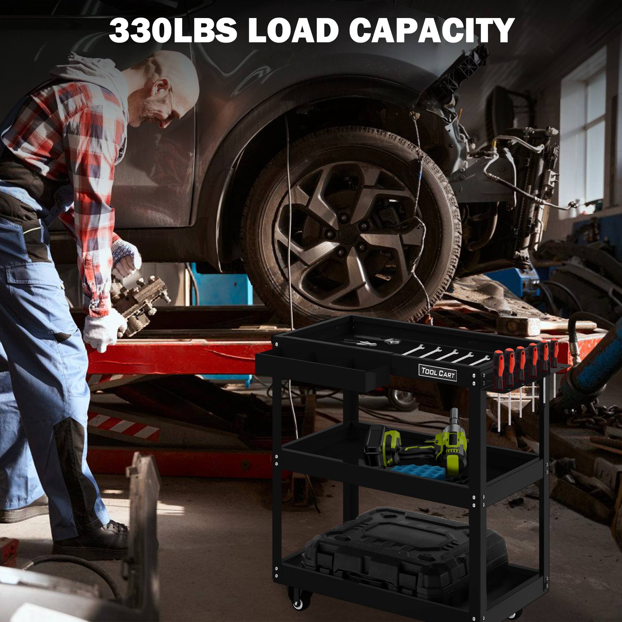 330LBS LOAD CAPACITY TOOL CART

330LBS LOAD CAPACITY