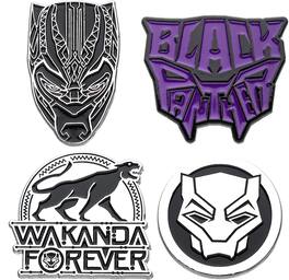 Toynk - Marvel Panther Wakanda Forever 4-Piece Collectible Enamel Pin Set - Black