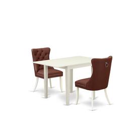 East West Furniture - 3 Piece Dinette Set Consists of a Rectangle Dining Table with Dropleaf - White