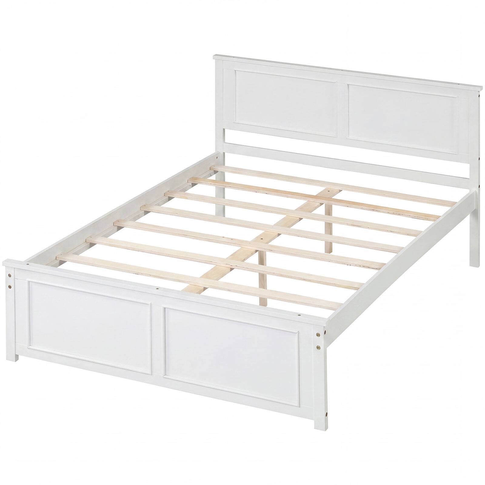 Alt View 9. Gymax - Gymax Full Size Bed Frame Farmhouse Wooden Platform Bed w/ Headboard White - White.